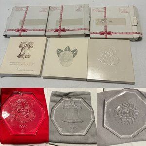 3 Vintage Brown & Williamson Tobacco Christmas Ornaments Santa Liberty Bell